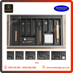 Khay chia thìa dĩa Eurogold nhựa cao cấp vân Carbon - ETC
