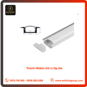 Thanh Nhôm LED U lắp âm 2 mét/ 3m