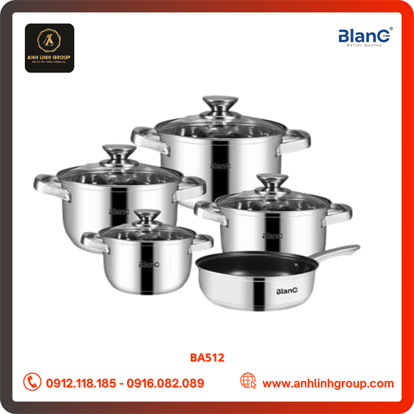 Bộ nồi inox 5 món BA512