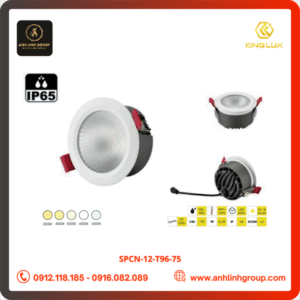 Đèn rọi sportlight chống nước KINGLUX 12W lỗ khoét 75mm