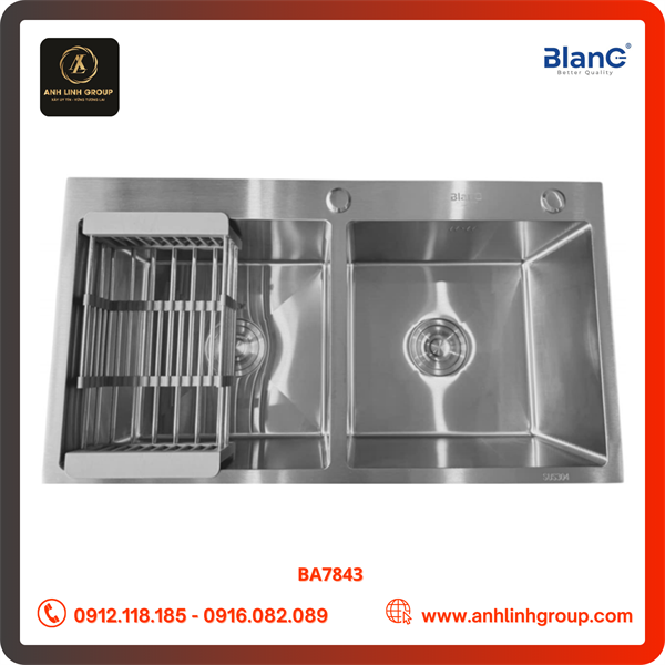 Chậu inox 2 hố cân sus 304 BLANC BA7843