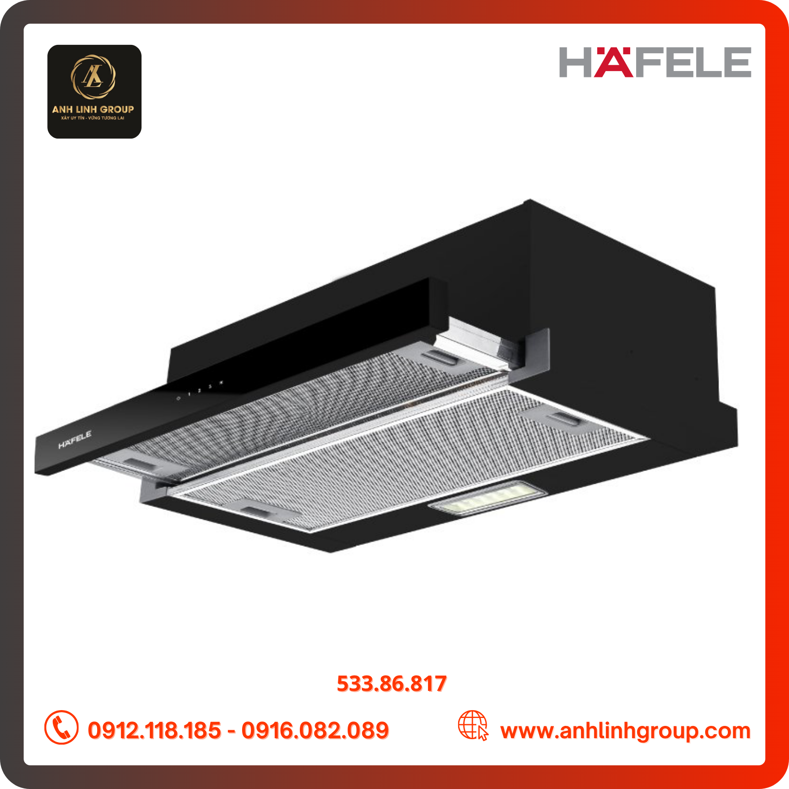 Hút mùi âm tủ HAFELE màu đen HH-TT70A Mã 533.86.817