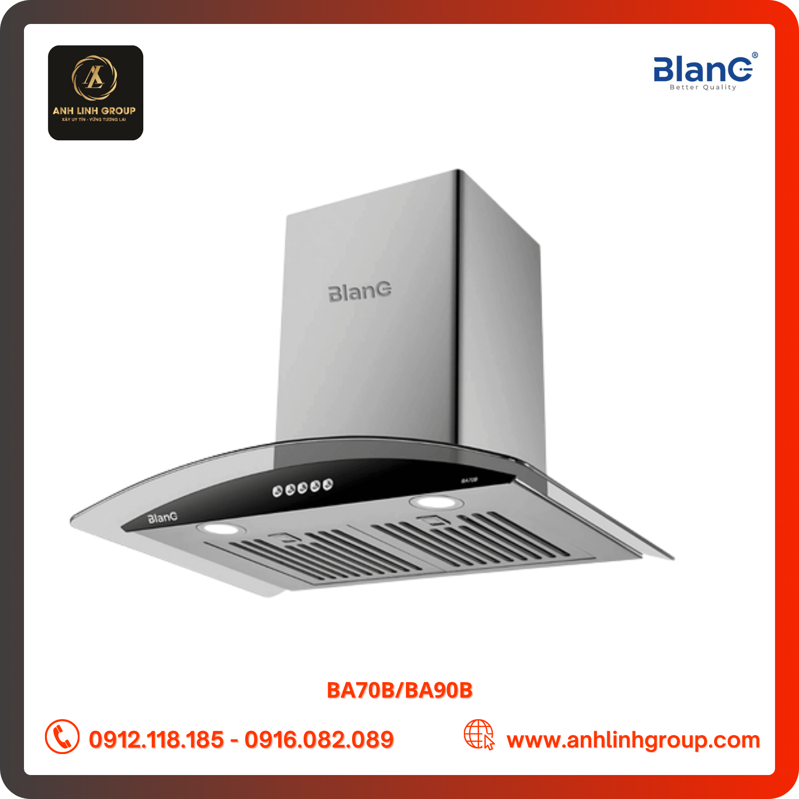 Máy hút mùi kính cong BlanC BA70B/BA90B