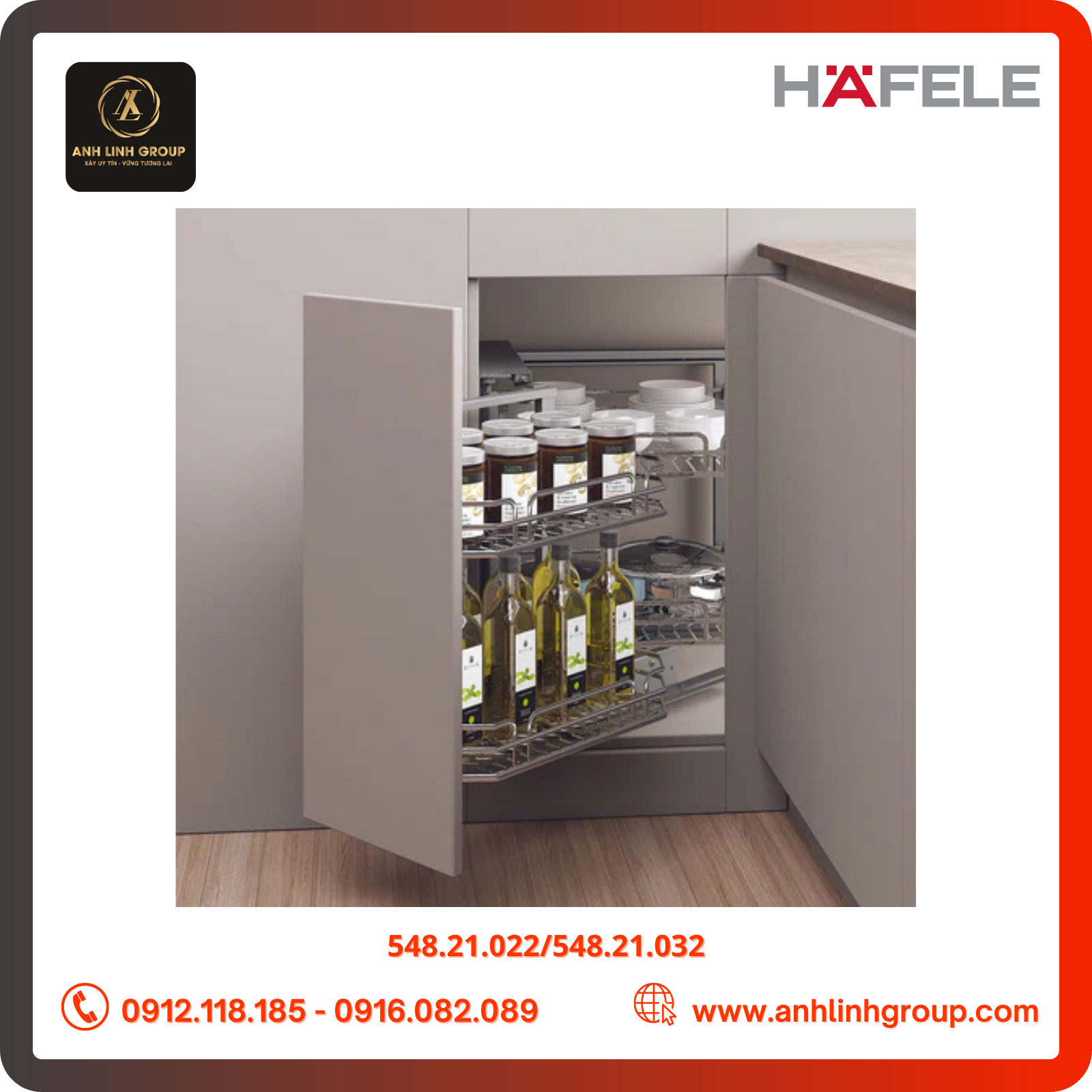 Rổ góc nan Ovan Hafele - OLLA (Mở trái) 548.21.032